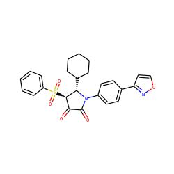 O=C1C(=O)N(c2ccc(-c3ccon3)cc2)[C@@H](C2CCCCC2)[C@@H]1S(=O)(=O)c1ccccc1 ZINC000169696341