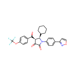 O=C1C(=O)N(c2ccc(-c3ccon3)cc2)[C@H](C2CCCCC2)[C@@H]1C(=O)c1ccc(OC(F)(F)F)cc1 ZINC000169694866