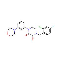 O=C1C(=O)N(c2cccc(N3CCOCC3)c2)CCN1Cc1ccc(F)cc1Cl ZINC000095565100