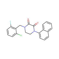 O=C1C(=O)N(c2cccc3ccccc23)CCN1Cc1c(F)cccc1Cl ZINC000095566071