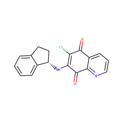 O=C1C(Cl)=C(N[C@H]2CCc3ccccc32)C(=O)c2ncccc21 ZINC000100897946