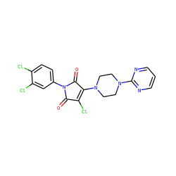 O=C1C(Cl)=C(N2CCN(c3ncccn3)CC2)C(=O)N1c1ccc(Cl)c(Cl)c1 ZINC000064622666