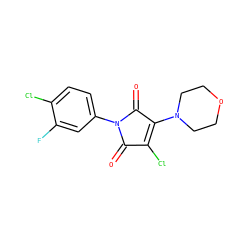 O=C1C(Cl)=C(N2CCOCC2)C(=O)N1c1ccc(Cl)c(F)c1 ZINC000095598189