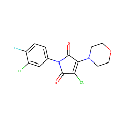 O=C1C(Cl)=C(N2CCOCC2)C(=O)N1c1ccc(F)c(Cl)c1 ZINC000001935575
