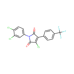 O=C1C(Cl)=C(c2ccc(C(F)(F)F)cc2)C(=O)N1c1ccc(Cl)c(Cl)c1 ZINC000095594417