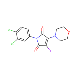 O=C1C(I)=C(N2CCOCC2)C(=O)N1c1ccc(Cl)c(Cl)c1 ZINC000095594873