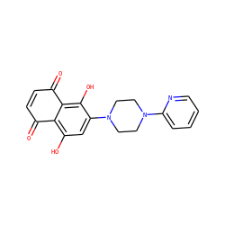 O=C1C=CC(=O)c2c(O)c(N3CCN(c4ccccn4)CC3)cc(O)c21 ZINC000022913066