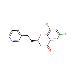 O=C1C[C@@H](CCc2cccnc2)Oc2c(Br)cc(Cl)cc21 ZINC000299841137