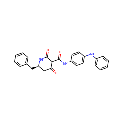 O=C1C[C@@H](Cc2ccccc2)NC(=O)C1C(=O)Nc1ccc(Nc2ccccc2)cc1 ZINC000100076078