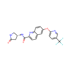 O=C1C[C@@H](NC(=O)c2ccc3cc(Oc4ccc(C(F)(F)F)cn4)ccc3n2)CN1 ZINC001772645350