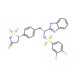 O=C1C[C@@H](c2ccc(C[C@@H](NS(=O)(=O)c3ccc(Cl)c(Cl)c3)c3nc4ccccc4[nH]3)cc2)S(=O)(=O)N1 ZINC000036088553
