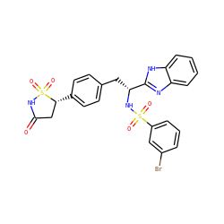O=C1C[C@@H](c2ccc(C[C@@H](NS(=O)(=O)c3cccc(Br)c3)c3nc4ccccc4[nH]3)cc2)S(=O)(=O)N1 ZINC000036088808