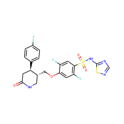 O=C1C[C@@H](c2ccc(F)cc2)[C@H](COc2cc(F)c(S(=O)(=O)Nc3ncns3)cc2F)CN1 ZINC000220551921