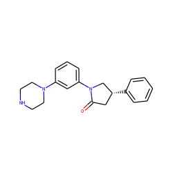 O=C1C[C@@H](c2ccccc2)CN1c1cccc(N2CCNCC2)c1 ZINC000169347289