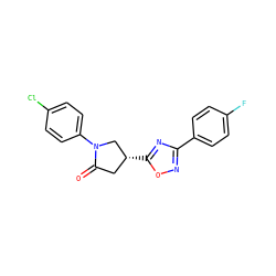 O=C1C[C@@H](c2nc(-c3ccc(F)cc3)no2)CN1c1ccc(Cl)cc1 ZINC000038919599