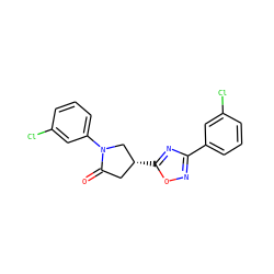 O=C1C[C@@H](c2nc(-c3cccc(Cl)c3)no2)CN1c1cccc(Cl)c1 ZINC000038919460