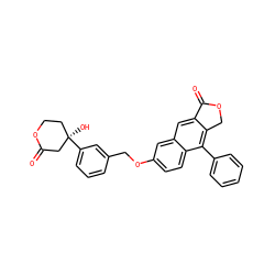 O=C1C[C@](O)(c2cccc(COc3ccc4c(-c5ccccc5)c5c(cc4c3)C(=O)OC5)c2)CCO1 ZINC000013759140