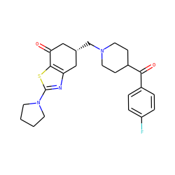 O=C1C[C@H](CN2CCC(C(=O)c3ccc(F)cc3)CC2)Cc2nc(N3CCCC3)sc21 ZINC000169322324
