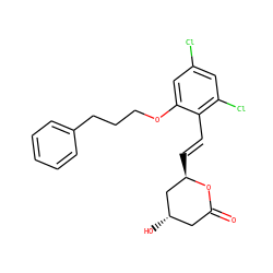 O=C1C[C@H](O)C[C@@H](/C=C/c2c(Cl)cc(Cl)cc2OCCCc2ccccc2)O1 ZINC000029412640