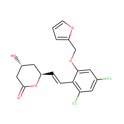 O=C1C[C@H](O)C[C@@H](/C=C/c2c(Cl)cc(Cl)cc2OCc2ccco2)O1 ZINC000029411157