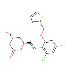 O=C1C[C@H](O)C[C@@H](/C=C/c2c(Cl)cc(Cl)cc2OCc2cccs2)O1 ZINC000029413470