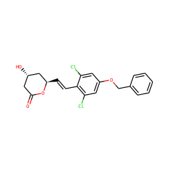 O=C1C[C@H](O)C[C@@H](/C=C/c2c(Cl)cc(OCc3ccccc3)cc2Cl)O1 ZINC000029409237