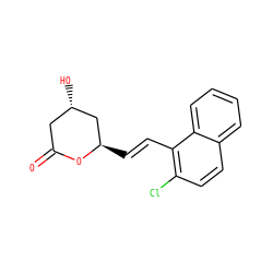 O=C1C[C@H](O)C[C@@H](/C=C/c2c(Cl)ccc3ccccc23)O1 ZINC000027865169