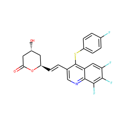 O=C1C[C@H](O)C[C@@H](/C=C/c2cnc3c(F)c(F)c(F)cc3c2Sc2ccc(F)cc2)O1 ZINC000028876024