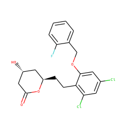 O=C1C[C@H](O)C[C@@H](CCc2c(Cl)cc(Cl)cc2OCc2ccccc2F)O1 ZINC000029408809