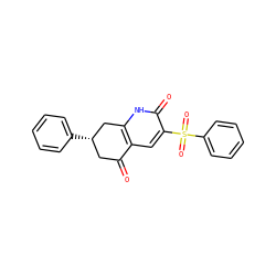 O=C1C[C@H](c2ccccc2)Cc2[nH]c(=O)c(S(=O)(=O)c3ccccc3)cc21 ZINC000103276104