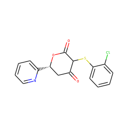 O=C1C[C@H](c2ccccn2)OC(=O)C1Sc1ccccc1Cl ZINC000299840088