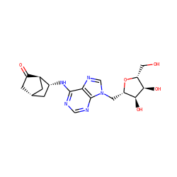 O=C1C[C@H]2C[C@@H](Nc3ncnc4c3ncn4C[C@@H]3O[C@H](CO)[C@@H](O)[C@H]3O)[C@H]1C2 ZINC000261095471