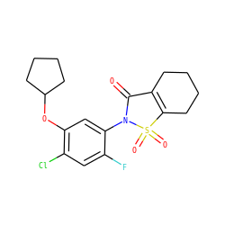 O=C1C2=C(CCCC2)S(=O)(=O)N1c1cc(OC2CCCC2)c(Cl)cc1F ZINC000103176750
