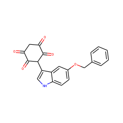 O=C1CC(=O)C(=O)C(c2c[nH]c3ccc(OCc4ccccc4)cc23)C1=O ZINC000036176174