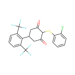 O=C1CC(c2c(C(F)(F)F)cccc2C(F)(F)F)CC(=O)C1Sc1ccccc1Cl ZINC000299827584