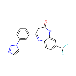 O=C1CC(c2cccc(-n3ccnn3)c2)=Nc2ccc(C(F)F)cc2N1 ZINC000101144618