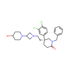 O=C1CC[C@@](CCN2CC(N3CCC(O)CC3)C2)(c2ccc(Cl)c(Cl)c2)CN1Cc1ccccc1 ZINC000022927764