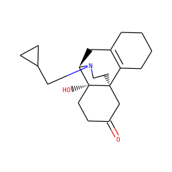 O=C1CC[C@@]2(O)[C@H]3CC4=C(CCCC4)[C@@]2(CCN3CC2CC2)C1 ZINC000084707595