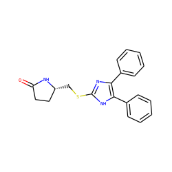 O=C1CC[C@@H](CSc2nc(-c3ccccc3)c(-c3ccccc3)[nH]2)N1 ZINC000013730598