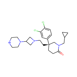 O=C1CC[C@](CCN2CC(N3CCNCC3)C2)(c2ccc(Cl)c(Cl)c2)CN1CC1CC1 ZINC000022927859