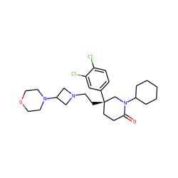 O=C1CC[C@](CCN2CC(N3CCOCC3)C2)(c2ccc(Cl)c(Cl)c2)CN1C1CCCCC1 ZINC000022927855