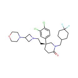 O=C1CC[C@](CCN2CC(N3CCOCC3)C2)(c2ccc(Cl)c(Cl)c2)CN1CC1CCC(F)(F)CC1 ZINC000028364846