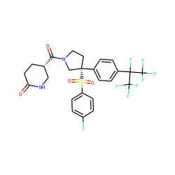 O=C1CC[C@H](C(=O)N2CC[C@](c3ccc(C(F)(C(F)(F)F)C(F)(F)F)cc3)(S(=O)(=O)c3ccc(F)cc3)C2)CN1 ZINC001772643590
