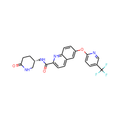 O=C1CC[C@H](NC(=O)c2ccc3cc(Oc4ccc(C(F)(F)F)cn4)ccc3n2)CN1 ZINC001772624247