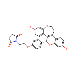 O=C1CCC(=O)N1CCOc1ccc([C@H]2Oc3cc(O)ccc3C3=C2c2ccc(O)cc2OCC3)cc1 ZINC000049785321