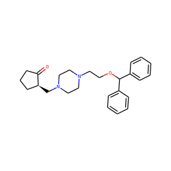 O=C1CCC[C@@H]1CN1CCN(CCOC(c2ccccc2)c2ccccc2)CC1 ZINC000022927449