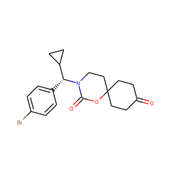 O=C1CCC2(CC1)CCN([C@H](c1ccc(Br)cc1)C1CC1)C(=O)O2 ZINC000146281958