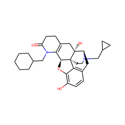 O=C1CCC2=C([C@@H]3Oc4c(O)ccc5c4[C@@]34CCN(CC3CC3)[C@H](C5)[C@]4(O)C2)N1CC1CCCCC1 ZINC000299839055