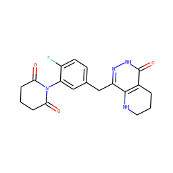 O=C1CCCC(=O)N1c1cc(Cc2n[nH]c(=O)c3c2NCCC3)ccc1F ZINC000084689760