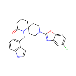 O=C1CCCC2(CCN(c3nc4cc(Cl)ccc4o3)CC2)N1Cc1cccc2[nH]ccc12 ZINC000096173174